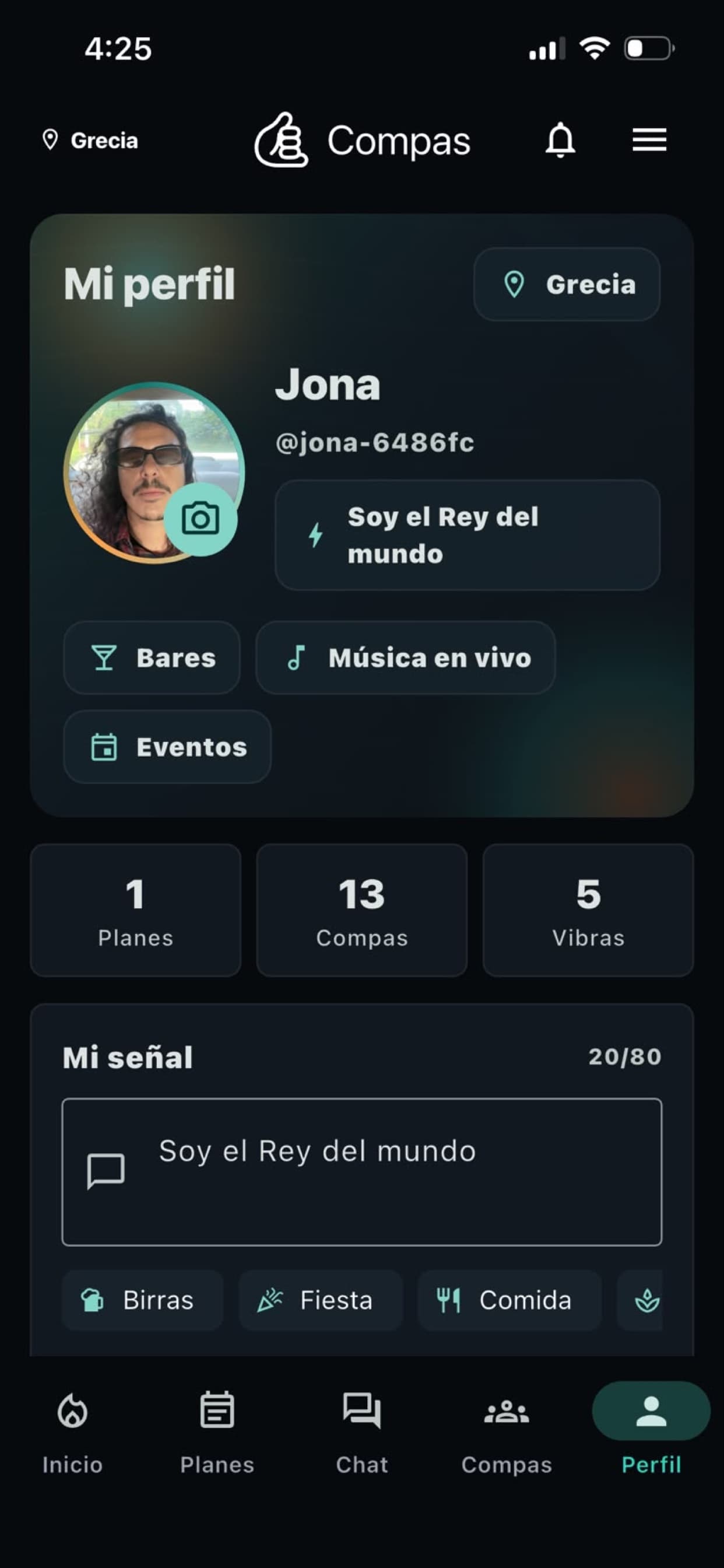 Perfil social y preferencias personales en Compas